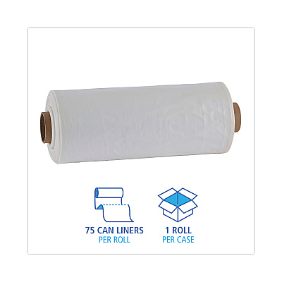 Boardwalk Industrial Drum Liners Rolls, 60 gal, 1.8 mil, 38" x 63", Clear, 75/Carton (BWKD38633CL)