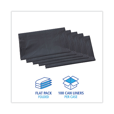 Boardwalk Linear Low Density Industrial Can Liners, 33 gal, 1.3 mil, 33" x 39", Gray, Flat Pack, 100/Carton (BWKG3339G)