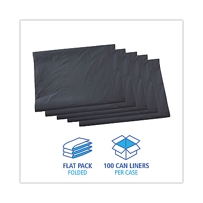 Boardwalk Linear Low Density Industrial Can Liners, 60 gal, 1.3 mil, 38" x 58", Gray, Flat Pack, 100/Carton (BWKG3858G)
