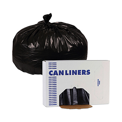 Boardwalk Linear Low Density Industrial Can Liners, 60 gal, 1.7 mil, 38" x 58", Black, Flat Pack, 100/Carton (BWKG3858HBL)
