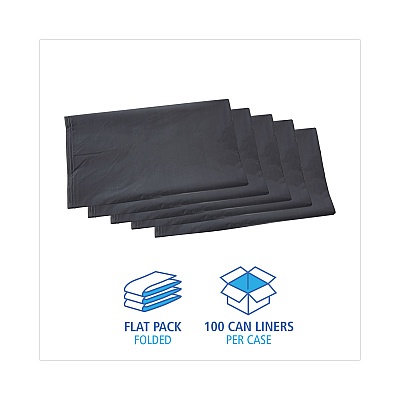Boardwalk Linear Low Density Industrial Can Liners, 45 gal, 1.3 mil, 40" x 46", Gray, Flat Pack, 100/Carton (BWKG4046G)