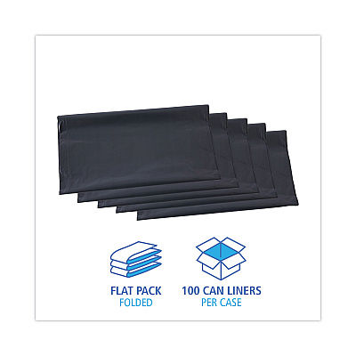 Boardwalk Linear Low Density Industrial Can Liners, 56 gal, 1.3 mil, 43" x 47", Gray, Flat Pack, 100/Carton (BWKG4347G)