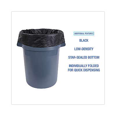 Boardwalk Linear Low Density Industrial Can Liners, 56 gal, 1.7 mil, 43" x 47", Black, Flat Pack, 100/Carton (BWKG4347HBL)