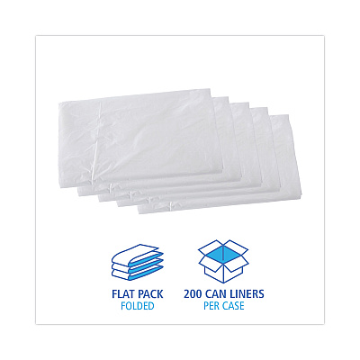 Boardwalk High Density Industrial Can Liners Flat Pack, 56 gal, 16 mic, 43" x 48", Natural, Flat Pack, 200/Carton (BWKH4348S)