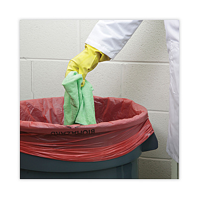 Boardwalk Linear Low Density Health Care Trash Can Liners, 33 gal, 1.3 mil, 33" x 39", Red, Flat Pack, 150/Carton (BWKIW3339R)
