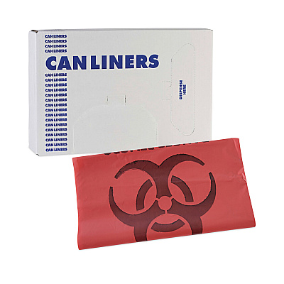 Boardwalk Linear Low Density Health Care Trash Can Liners, 33 gal, 1.3 mil, 33" x 39", Red, Flat Pack, 150/Carton (BWKIW3339R)