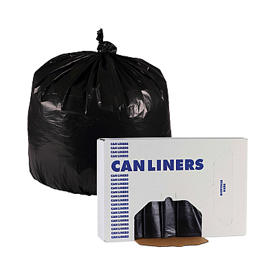 Boardwalk Linear Low Density Industrial Can Liners, 33 gal, 0.6 mil, 33" x 39", Black, Flat Pack, 200/Carton (BWKL3339H)