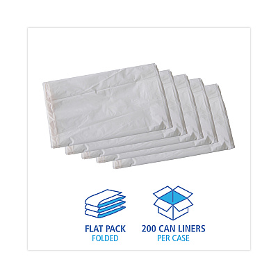 Boardwalk Linear Low Density Industrial Can Liners, 30 gal, 0.7 mil, 30" x 36", White, Flat Pack, 200/Carton (BWKVW3036X)