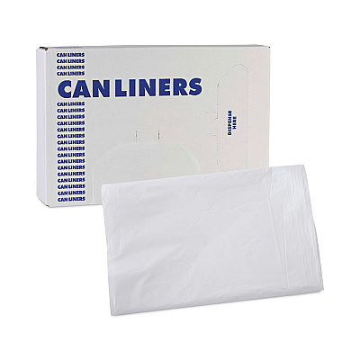 Boardwalk Linear Low Density Industrial Can Liners, 16 gal, 0.5 mil, 24" x 32", White, Flat Pack, 500/Carton (BWKW2432X)