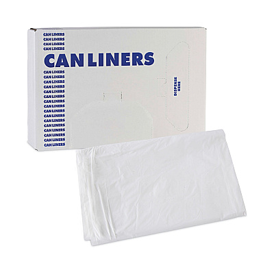 Boardwalk Linear Low Density Industrial Can Liners, 30 gal, 0.9 mil, 30" x 36", White, Flat Pack, 100/Carton (BWKW3036X)