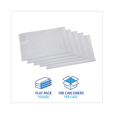 Boardwalk Linear Low Density Industrial Can Liners, 33 gal, 0.9 mil, 33" x 39", White, Flat Pack, 100/Carton (BWKW3339X)