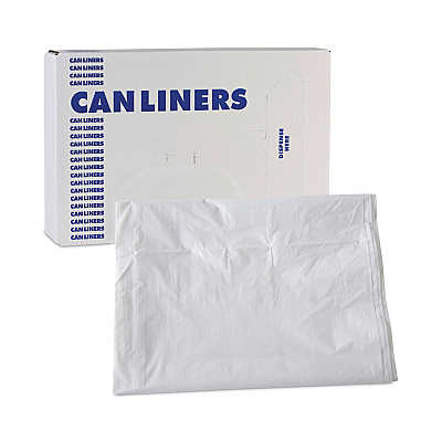 Boardwalk Linear Low Density Industrial Can Liners, 60 gal, 0.9 mil, 38" x 58", White, Flat Pack, 100/Carton (BWKW3858X)