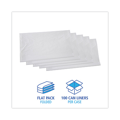 Boardwalk Linear Low Density Industrial Can Liners, 45 gal, 0.9 mil, 40" x 46", White, Flat Pack, 100/Carton (BWKW4046X)