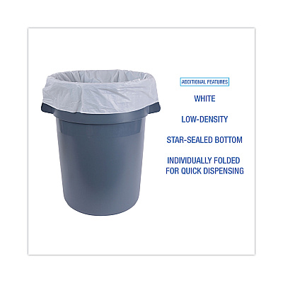 Boardwalk Linear Low Density Industrial Can Liners, 45 gal, 0.9 mil, 40" x 46", White, Flat Pack, 100/Carton (BWKW4046X)