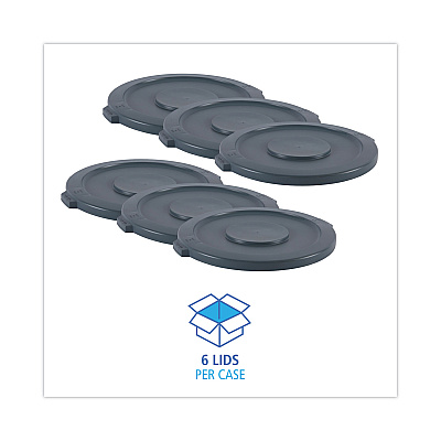 Boardwalk Lids for 32 gal Waste Receptacle, Flat-Top, Round, Plastic, Gray (BWK32GLWRLIDG)