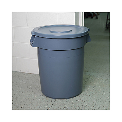 Boardwalk Lids for 32 gal Waste Receptacle, Flat-Top, Round, Plastic, Gray (BWK32GLWRLIDG)