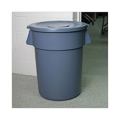 Boardwalk Lids For 44 Gal Waste Receptacles, Flat-Top, Round, Plastic Gray (BWK44GLWRLIDGRA)