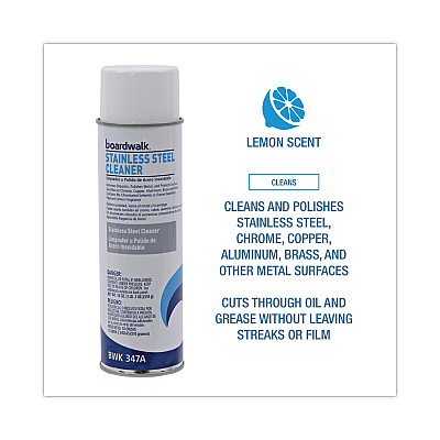 Boardwalk Stainless Steel Cleaner and Polish, Lemon, 18 oz Aerosol Spray (BWK347AEA)