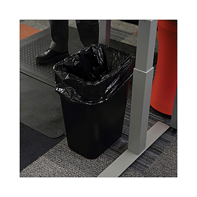 Boardwalk Low-Density Waste Can Liners, 16 gal, 1 mil, 24" x 32", Black, Perforated Roll, 10 Bags/Roll, 15 Rolls/Carton (BWK510)