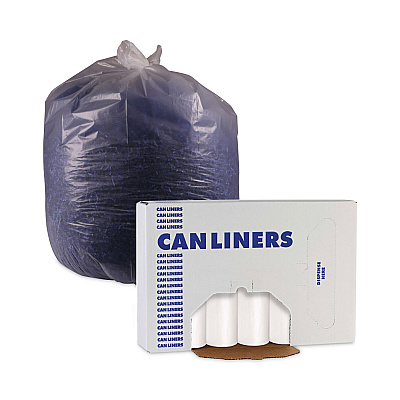 Boardwalk Low-Density Waste Can Liners, 30 gal, 0.5 mil, 30" x 36", White, Perforated Roll, 10 Bags/Roll, 20 Rolls/Carton (BWK511)