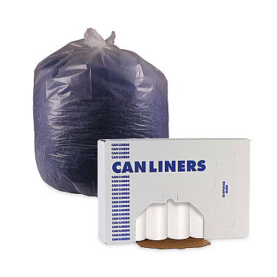 Boardwalk Low-Density Waste Can Liners, 33 gal, 0.6 mil, 33" x 39", White, Perforated Roll, 25 Bags/Roll, 6 Rolls/Carton (BWK512)