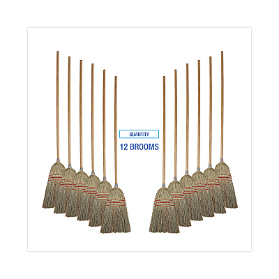 Boardwalk Parlor Broom, Corn Fiber Bristles, 55" Overall Length, Natural, 12/Carton (BWK926CCT)