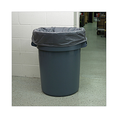 Boardwalk Linear Low Density Industrial Can Liners, 45 gal, 1.1 mil, 40" x 46", Gray, Flat Pack, 100/Carton (BWK4046GREY)