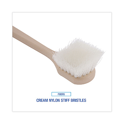 Boardwalk Utility Brush, Cream Nylon Bristles, 5.5" Brush, 14.5" Tan Plastic Handle (BWK4420)
