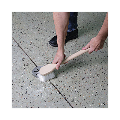 Boardwalk Utility Brush, Cream Nylon Bristles, 5.5" Brush, 14.5" Tan Plastic Handle (BWK4420)