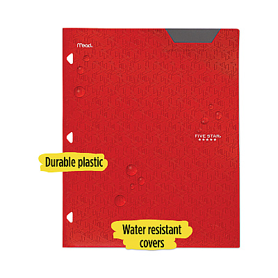 Five Star Two-Pocket Stay-Put Plastic Folder, 11 x 8.5, Assorted, 4/Pack (MEA38049)