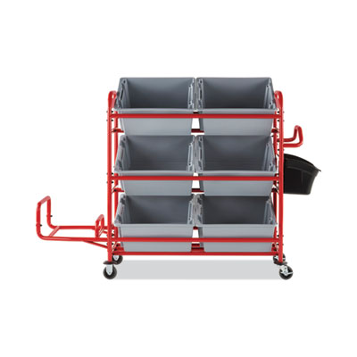 Tote Picking Cart Storage Bracket, For Use w/Rubbermaid Commercial Tote Picking Cart, Tubular Steel, 18.5 x 21.7 x 13.9, Red (RCP2144270)