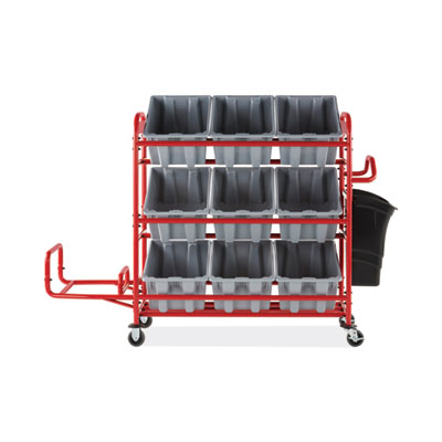 Tote Picking Cart Storage Bracket, For Use w/Rubbermaid Commercial Tote Picking Cart, Tubular Steel, 18.5 x 21.7 x 13.9, Red (RCP2144270)
