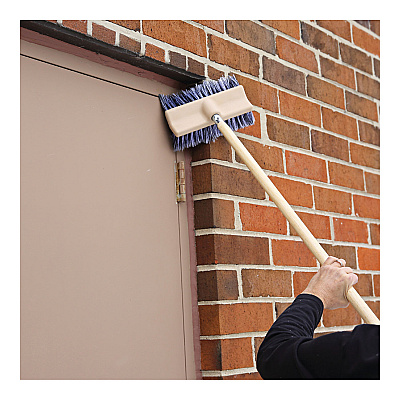 Boardwalk Dual-Surface Black Polypropylene Bristles, 10" Brush, Brown Plastic Handle (BWK8420)