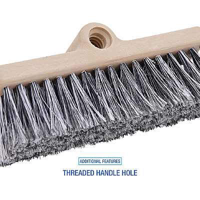 Boardwalk Dual-Surface Black Polypropylene Bristles, 10" Brush, Brown Plastic Handle (BWK8420)