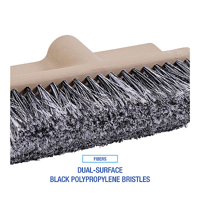 Boardwalk Dual-Surface Black Polypropylene Bristles, 10" Brush, Brown Plastic Handle (BWK8420)