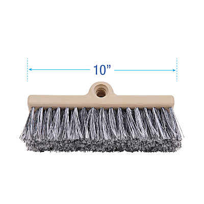 Boardwalk Dual-Surface Black Polypropylene Bristles, 10" Brush, Brown Plastic Handle (BWK8420)
