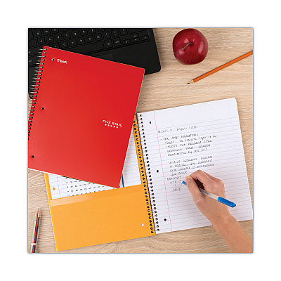 Five Star Wirebound Notebook, 1-Subject, Wide/Legal Rule, Assorted Cover Colors, (100) 10.5 x 8 Sheets, 6/Pack (MEA38042)
