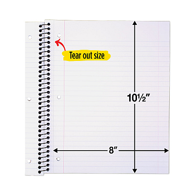 Five Star Wirebound Notebook, 1-Subject, Wide/Legal Rule, Assorted Cover Colors, (100) 10.5 x 8 Sheets, 6/Pack (MEA38042)