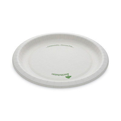 Pactiv Evergreen EarthChoice Pressware Compostable Dinnerware, Plate, 10" dia, White, 300/Carton (PCTPSP10EC)