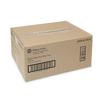 Pactiv Evergreen Paperboard Boat Basket, Hot Dog Tray with Perforations, 7.04 x 1.75 x 1.43, White, Paper, 1,000/Carton (PCTDDOGTPAC)