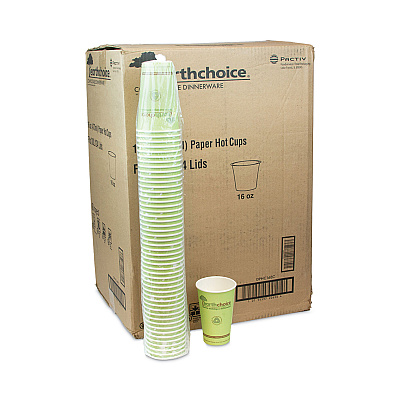 Pactiv Evergreen EarthChoice Compostable Paper Cup, 16 oz, Green, 1,000/Carton (PCTDPHC16EC)