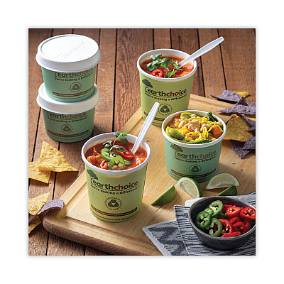 Pactiv Evergreen EarthChoice Compostable Soup Cup Lid, For 8-16 oz Soup Cups, 4" Diameter, Natural, Sugarcane, 500/Carton (PCTLMC81216EC)
