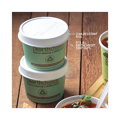 Pactiv Evergreen EarthChoice Compostable Soup Cup Lid, For 8-16 oz Soup Cups, 4" Diameter, Natural, Sugarcane, 500/Carton (PCTLMC81216EC)