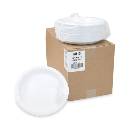 Pactiv Evergreen Meadoware Impact Plastic Dinnerware, Plate, 10.25" dia, White, 500/Carton (MI10)