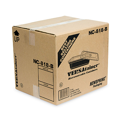 Pactiv Evergreen Newspring VERSAtainer Microwavable Containers, 12 oz, 4.5 x 5.5 x 1.75, Black/Clear, Plastic, 150/Carton (PCTNC818B)