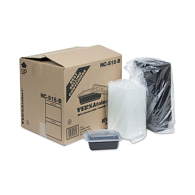 Pactiv Evergreen Newspring VERSAtainer Microwavable Containers, 12 oz, 4.5 x 5.5 x 1.75, Black/Clear, Plastic, 150/Carton (PCTNC818B)