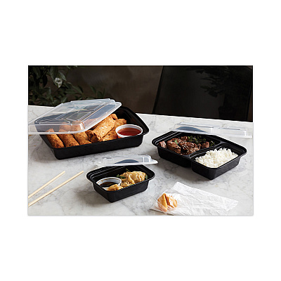 Pactiv Evergreen Newspring VERSAtainer Microwavable Containers, 12 oz, 4.5 x 5.5 x 1.75, Black/Clear, Plastic, 150/Carton (PCTNC818B)