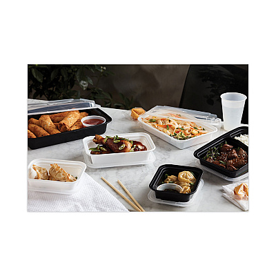 Pactiv Evergreen Newspring VERSAtainer Microwavable Containers, 12 oz, 4.5 x 5.5 x 1.75, Black/Clear, Plastic, 150/Carton (PCTNC818B)