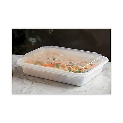 Pactiv Evergreen Newspring VERSAtainer Microwavable Containers, 24 oz, 5 x 7.25 x 2.63, White/Clear, Plastic, 150/Carton (PCTNC838)