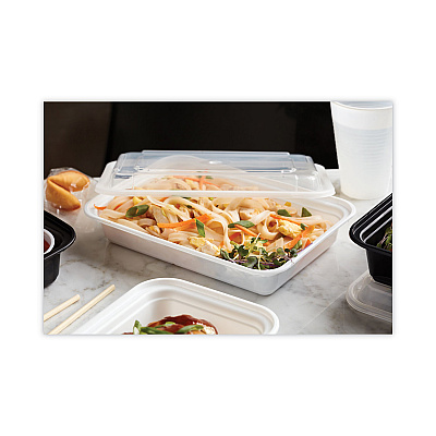 Pactiv Evergreen Newspring VERSAtainer Microwavable Containers, 24 oz, 5 x 7.25 x 2.63, White/Clear, Plastic, 150/Carton (PCTNC838)